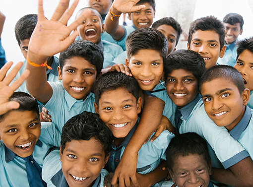 Children waving